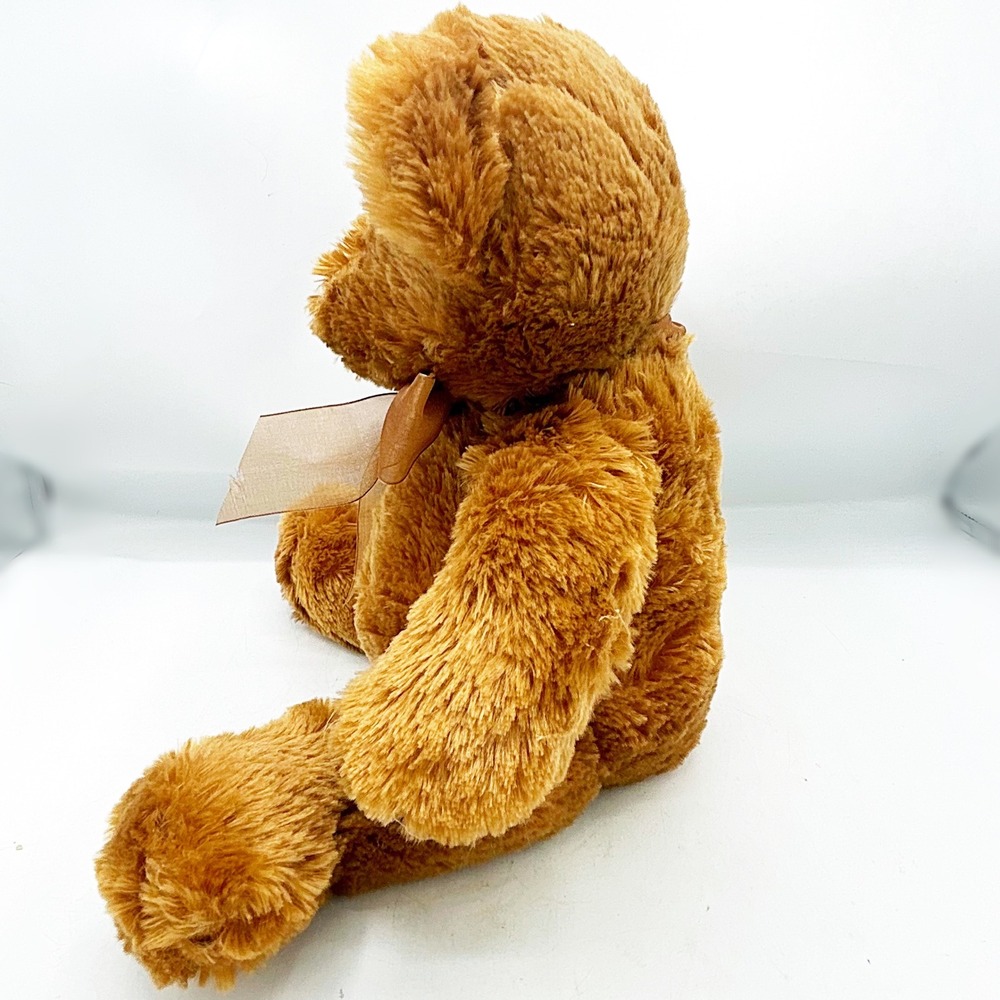 Teddy Bear Plush Brown Shaggy‎ Fur with Organza Ribbon 12" H - Picture 4 of 7